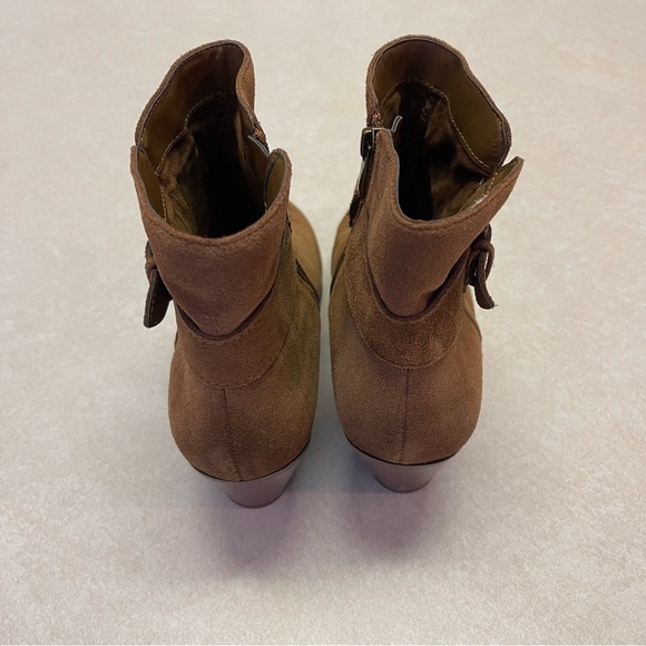 Sam Edelman Lynne Block Heel Boots Western Short Buckle Brown Suede Size 10M - Picture 8 of 10